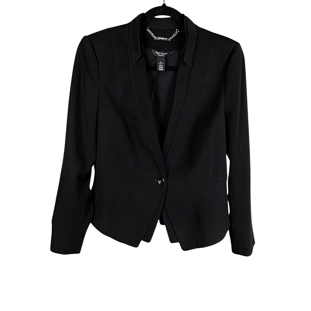 White House Black Market (WHBM)  Black 1-button Jacket sz 12 petite12 p